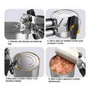 Abridor de latas e garrafas profissional em aço inoxidável para cozinha.