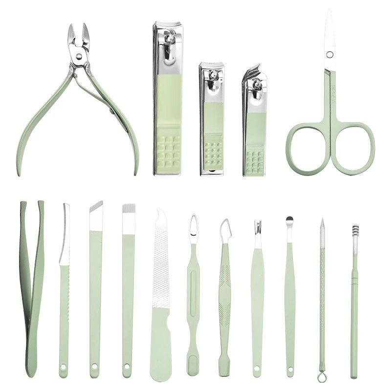 Kit 16 peças,conjunto de ferramentas de aço inoxidável com bolsa dobrável