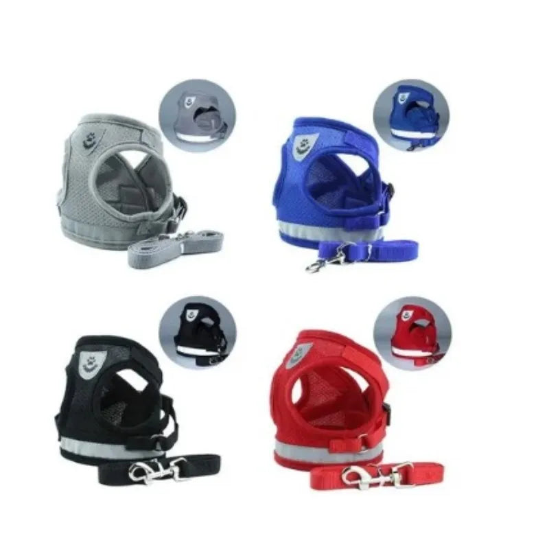 Coleira peitoral para cachorro com guia de passeio colete reflexivo regulável