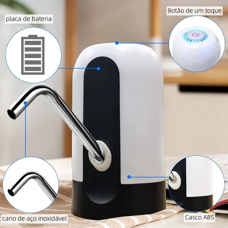 Bomba elétrica de galão recarregável universal bebedouro com carregamento USB para galão garrafão de água