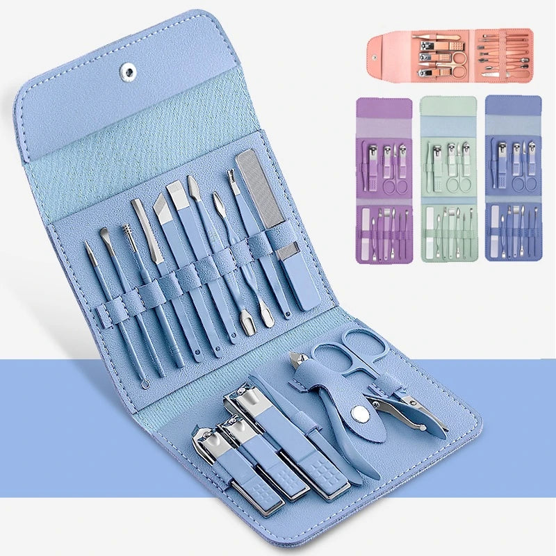 Kit 16 peças,conjunto de ferramentas de aço inoxidável com bolsa dobrável