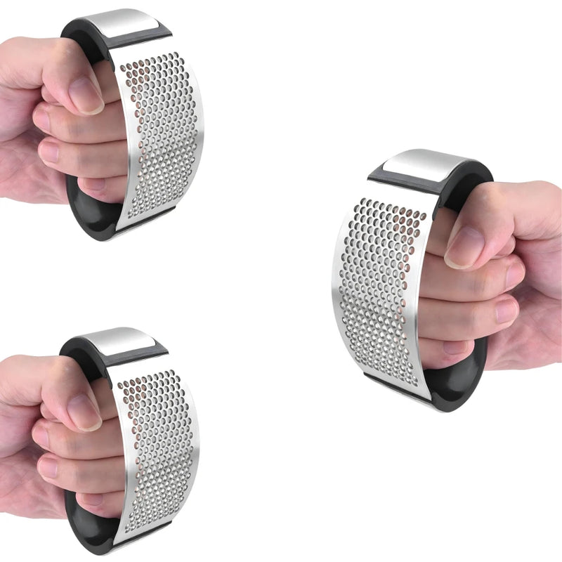 Kit 3 Espremedores de alho, cebola e batata, amassador em aço inox