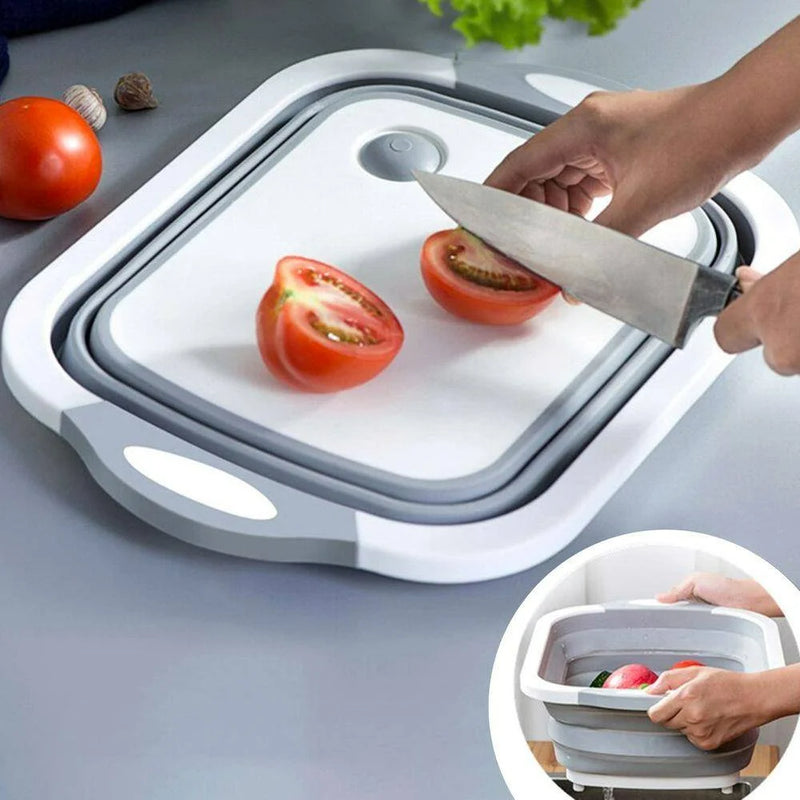 Tábua de corte multifuncional, tábua de corte dobrável, cesto de drenagem prático e simples, utensílios de cozinha, novo
