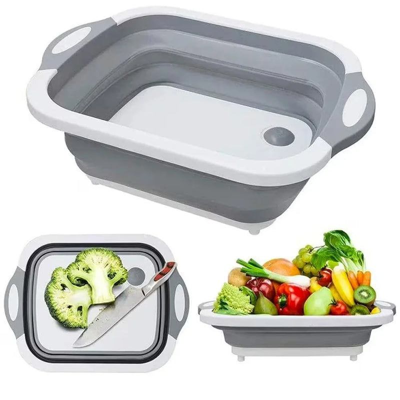 Tábua de corte multifuncional, tábua de corte dobrável, cesto de drenagem prático e simples, utensílios de cozinha, novo