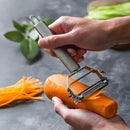 Kit 3 Descascador e fatiador para legumes frutas dupla lâmina em aço inoxidável