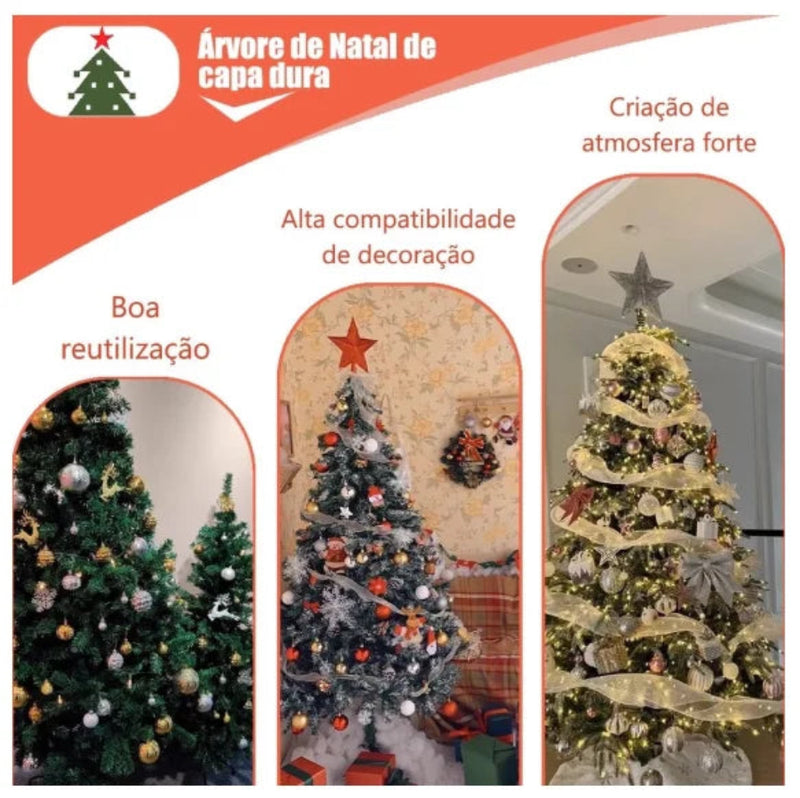 Árvore de natal verde 120cm/150cm/180cm galhos decoração natalina, pinheiro premium - Neverdie