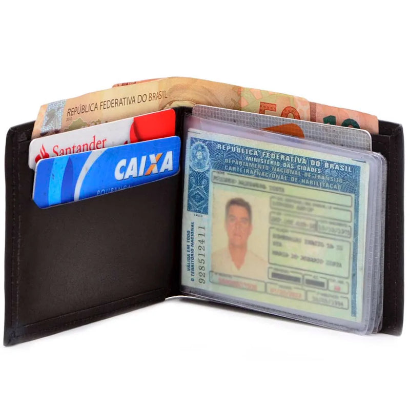 Carteira Masculina Slim Pequena Luxo Couro Legítimo Natural