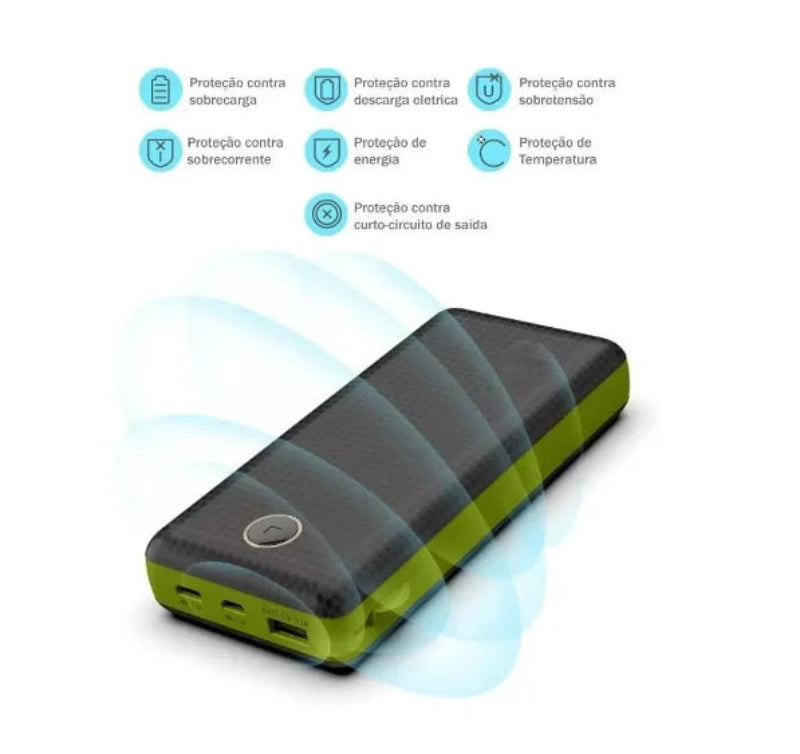 Carregador portátil powerbank 20.000 mah turbo universal