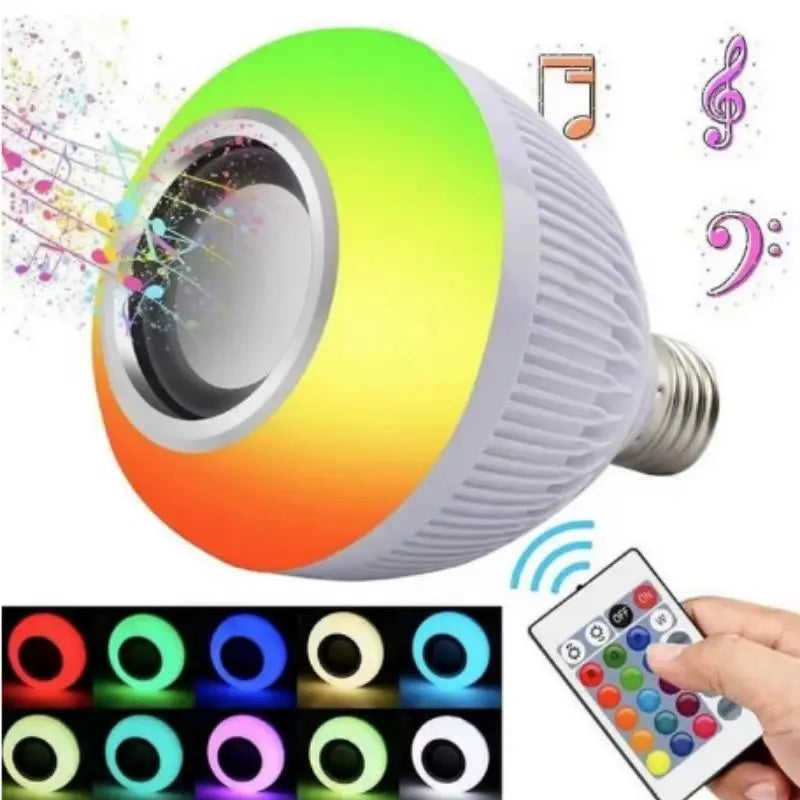 Lampada musical  bluetooth de led caixa de som c controle rgb 12W