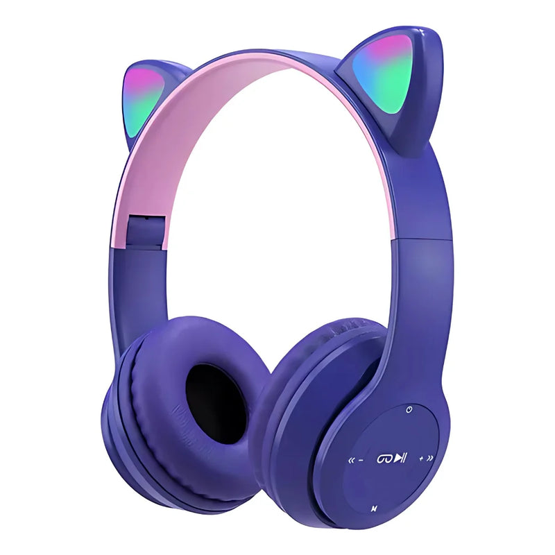 Fone de ouvido orelha gatinho bluetooth infantil led menino menina cores variadas