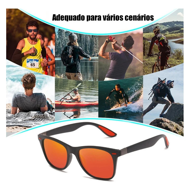 Novos óculos de sol polarizados da moda para homens e mulheres, lentes espelhadas, óculos de sol esportivos