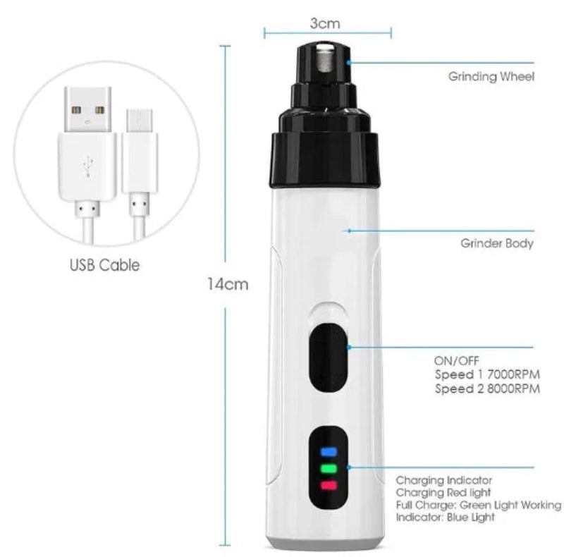 Elétrico para cães, unhas e gatos, carregamento USB para animais de estimação