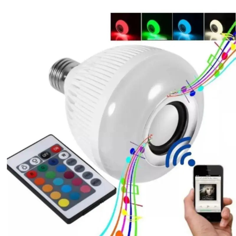 Lampada musical  bluetooth de led caixa de som c controle rgb 12W