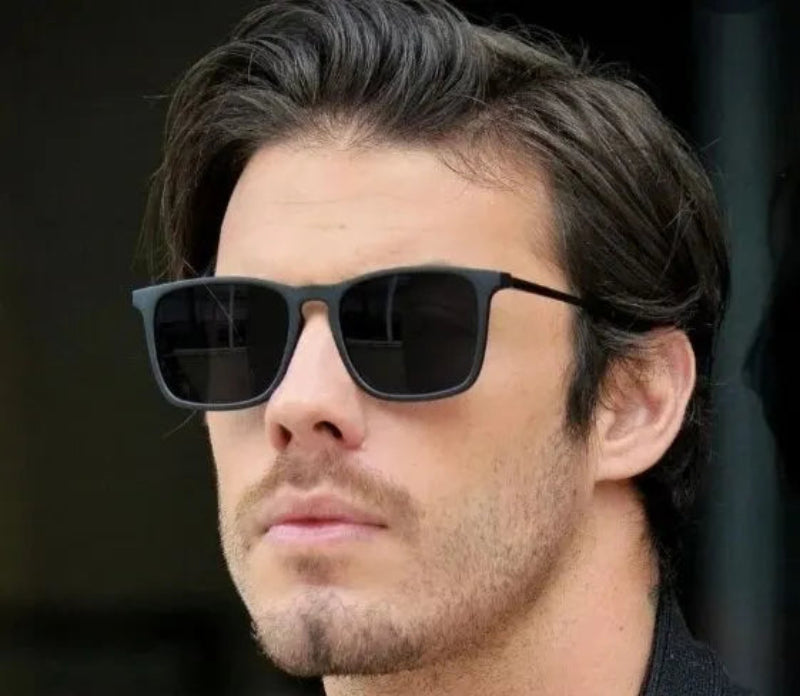 Óculos de sol quadrados masculinos de alta qualidade, modernos e elegantes, ideais para passeios em dias ensolarados, protegem os olhos UV400