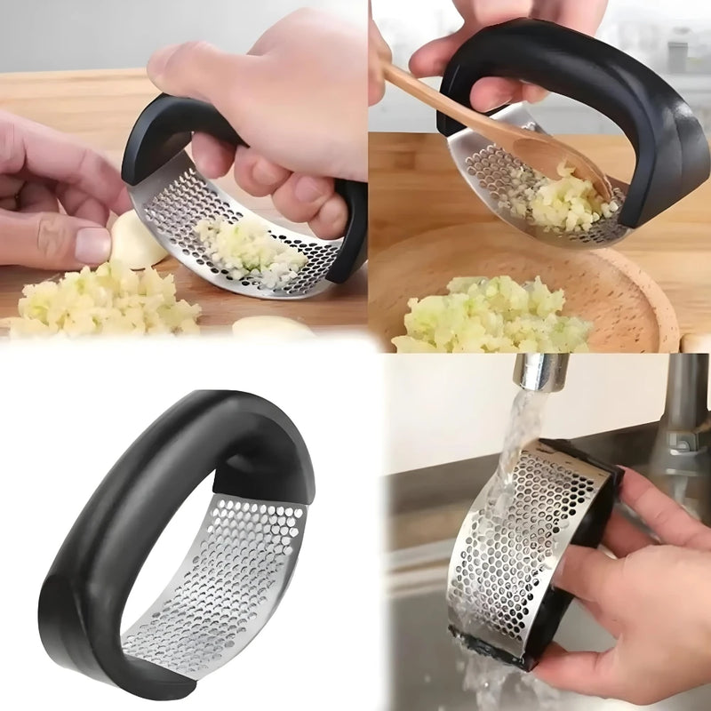 Kit 3 Espremedores de alho, cebola e batata, amassador em aço inox