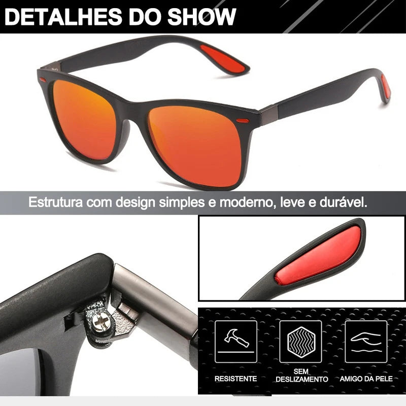 Novos óculos de sol polarizados da moda para homens e mulheres, lentes espelhadas, óculos de sol esportivos