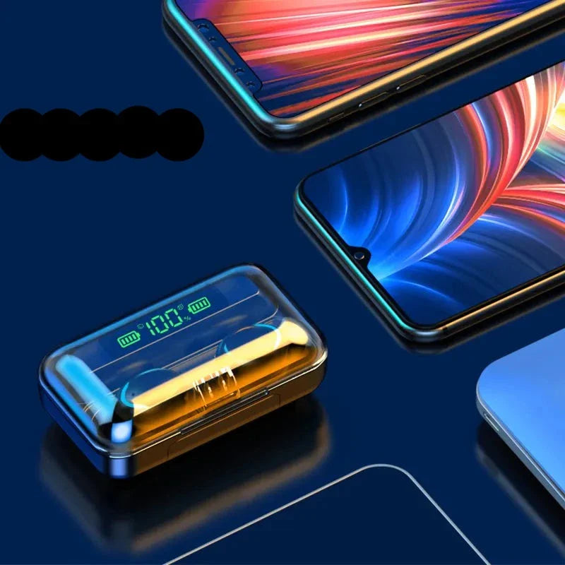 TWS Fones de ouvido Bluetooth sem fio 9D Estéreo Esporte à prova d'água com microfone