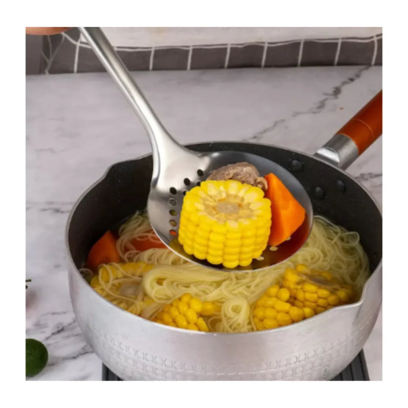 Kit 3 Utensílios de cozinha inox. espuma + Concha de feijão + Coletor de massa