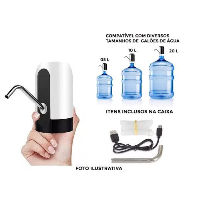 Bomba elétrica de galão recarregável universal bebedouro com carregamento USB para galão garrafão de água