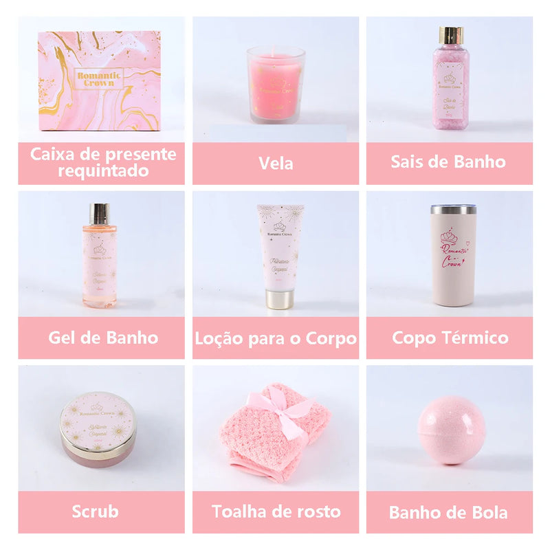 Romantic crown 9pcs kit de spa, presente para casais, de natal, dia dos namorados