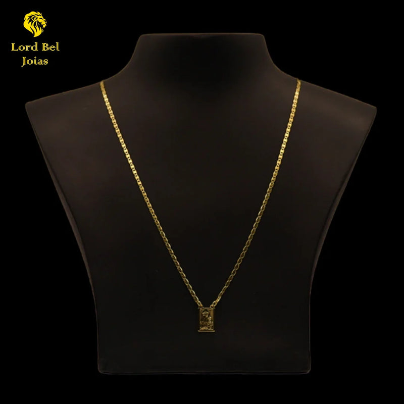 Escapulário piastrine 2mm em ouro nórdico com garantia eterna na cor! Escapulário de moeda antiga lord bel Joias Idênticas ouroerruja, não escurece