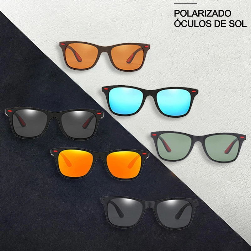 Novos óculos de sol polarizados da moda para homens e mulheres, lentes espelhadas, óculos de sol esportivos