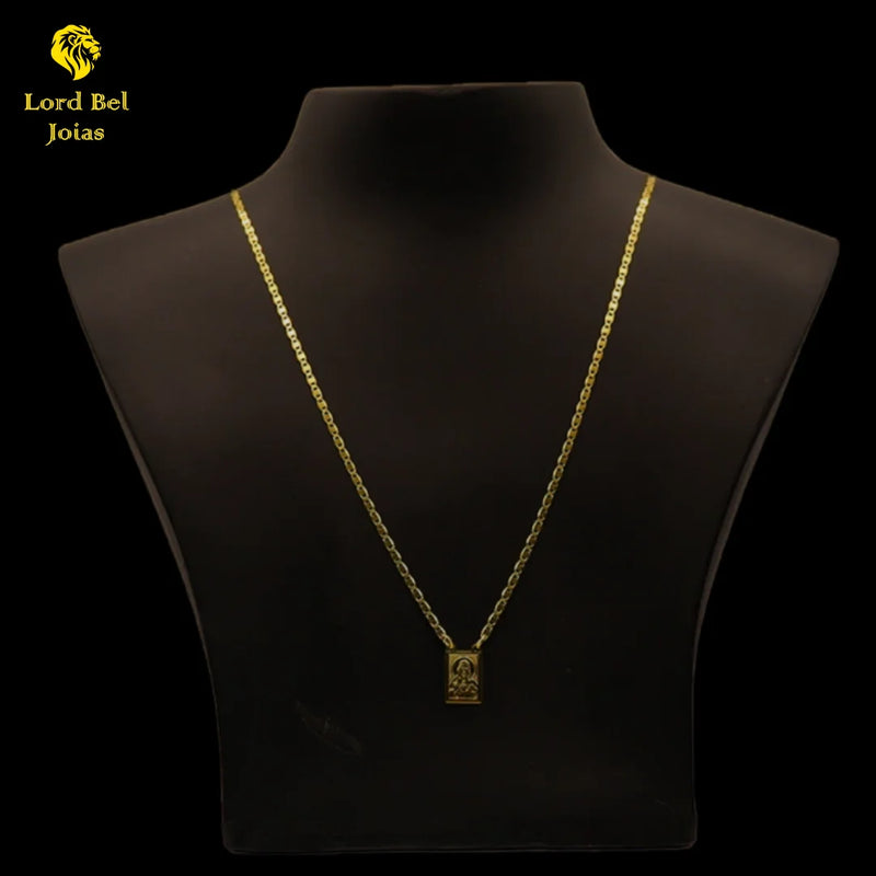 Escapulário piastrine 2mm em ouro nórdico com garantia eterna na cor! Escapulário de moeda antiga lord bel Joias Idênticas ouroerruja, não escurece