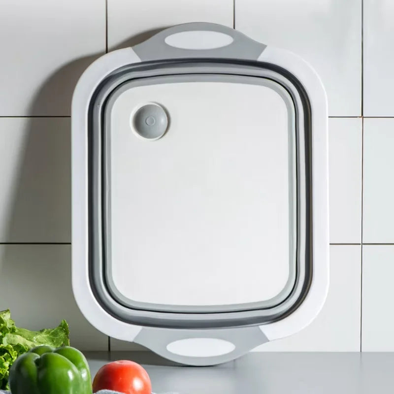 Tábua de corte multifuncional, tábua de corte dobrável, cesto de drenagem prático e simples, utensílios de cozinha, novo