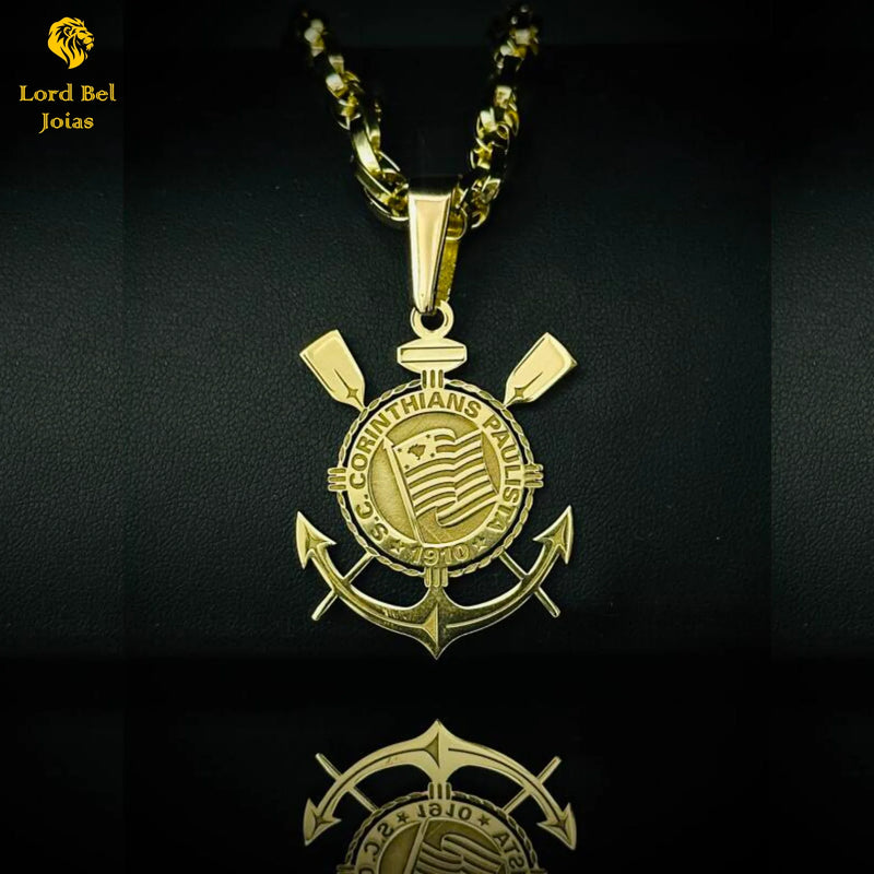 Pingente de time corinthians - escudo pingente de moeda antiga (Ouro nórdico) Garantia eterna na cor!