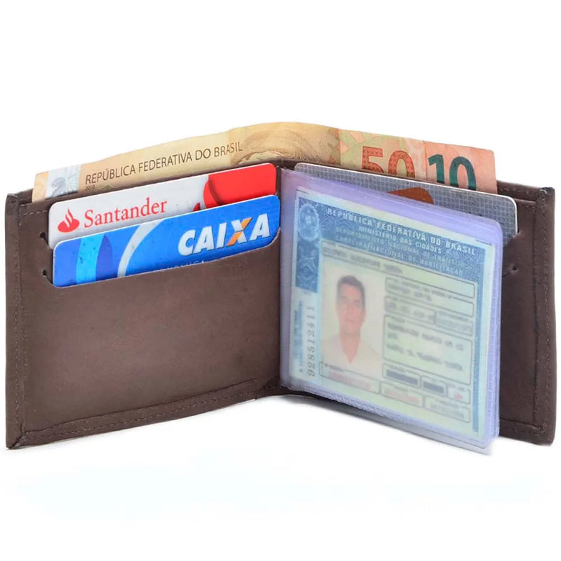 Carteira Masculina Slim Pequena Luxo Couro Legítimo Natural