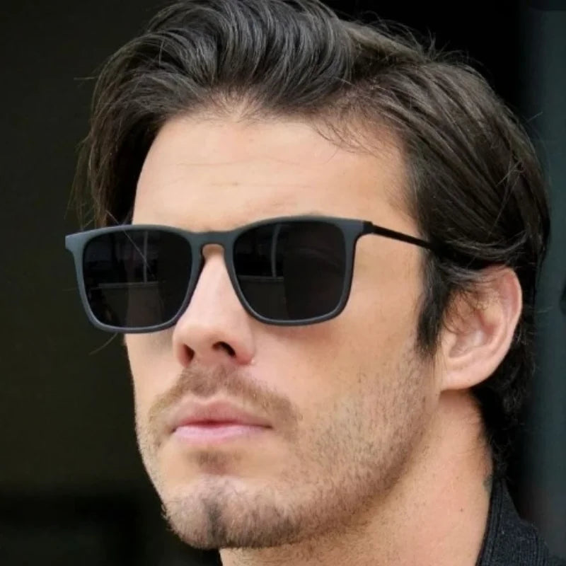 Óculos de sol quadrados masculinos de alta qualidade, modernos e elegantes, ideais para passeios em dias ensolarados, protegem os olhos UV400