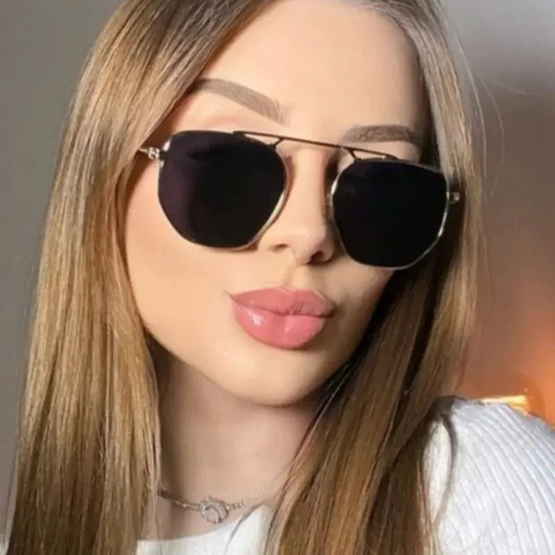 Moda feminina e óculos de sol modernos lançamento verão formato hexagonal envio rápido para todo brasil