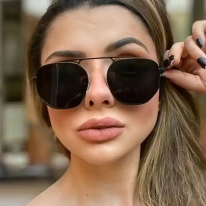Moda feminina e óculos de sol modernos lançamento verão formato hexagonal envio rápido para todo brasil