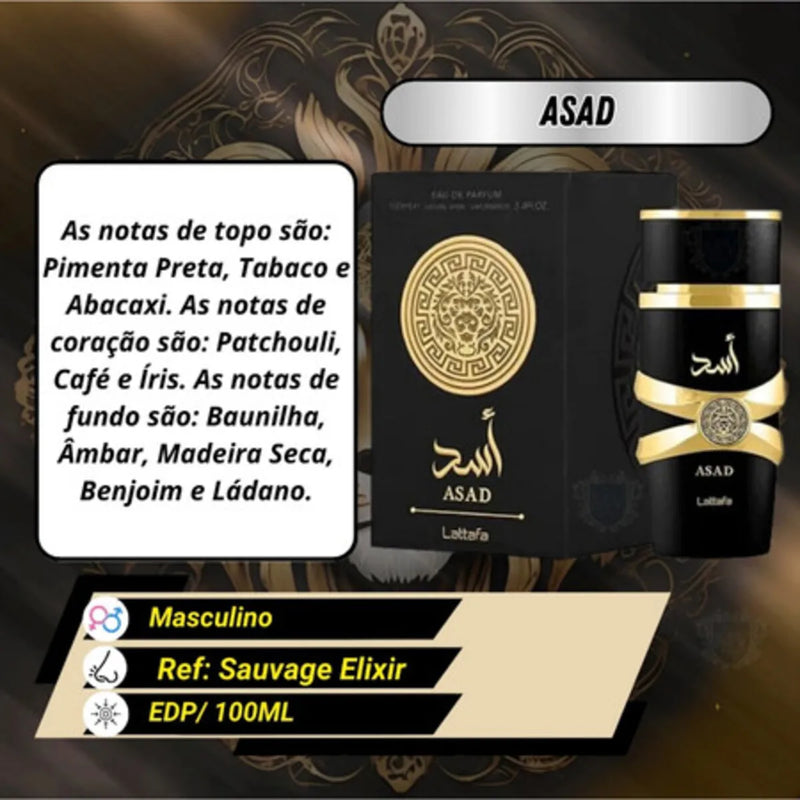 Perfume Lattafa Asad masculino original 5ml 15ml 100ml