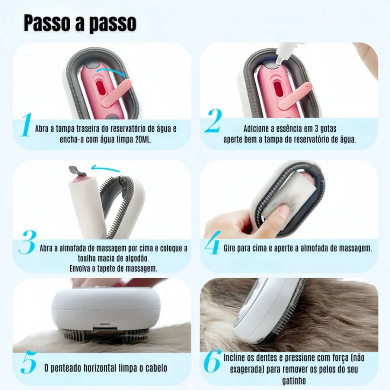 Pente de silicone para tosa de animais de estimação, escova limpa removedora de pelos para cães e gatos, tanque de água e limpeza