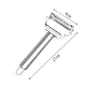 Kit 3 Descascador e fatiador para legumes frutas dupla lâmina em aço inoxidável