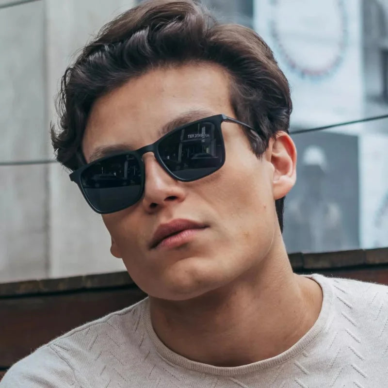 Óculos de sol quadrados masculinos de alta qualidade, modernos e elegantes, ideais para passeios em dias ensolarados, protegem os olhos UV400