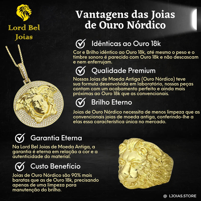Escapulário piastrine 2mm em ouro nórdico com garantia eterna na cor! Escapulário de moeda antiga lord bel Joias Idênticas ouroerruja, não escurece