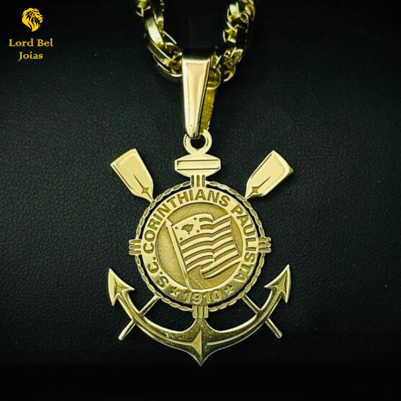 Pingente de time corinthians - escudo pingente de moeda antiga (Ouro nórdico) Garantia eterna na cor!