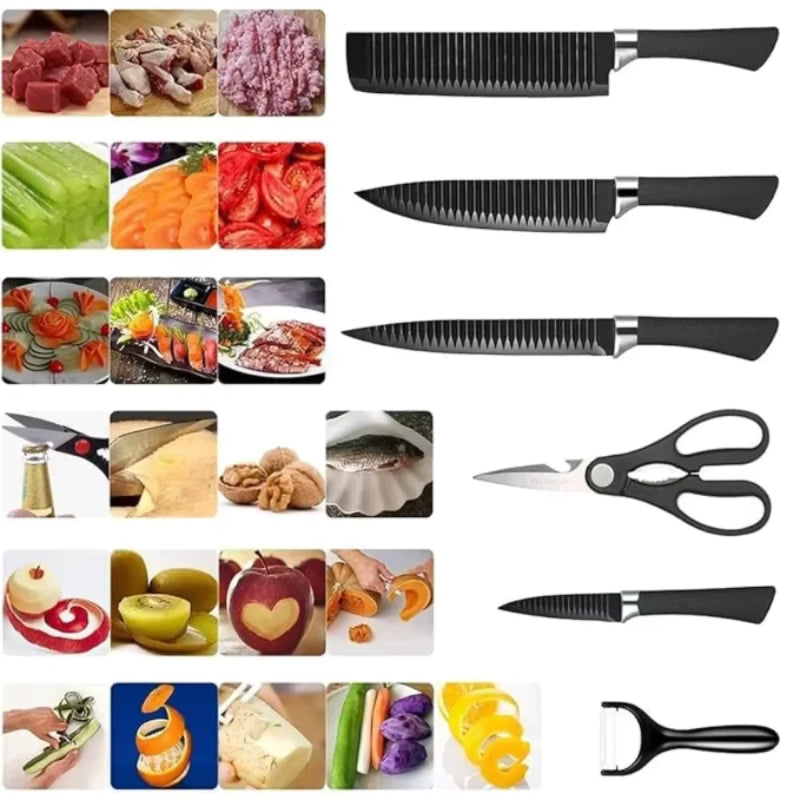 Kit completo de facas de cozinha profissional - Premium - Facas de qualidade para cortes