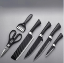 Conjunto de 6 facas de onda preta em aço inoxidável de uso em frutas e legumes utensílios complementares