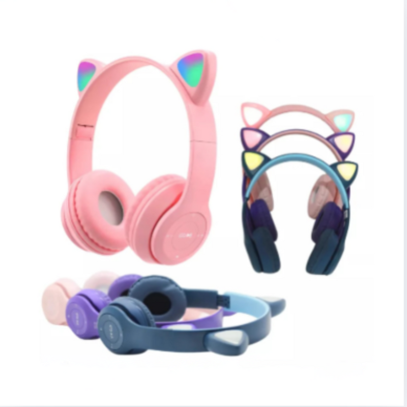 Fone de ouvido orelha gatinho bluetooth infantil led menino menina cores variadas