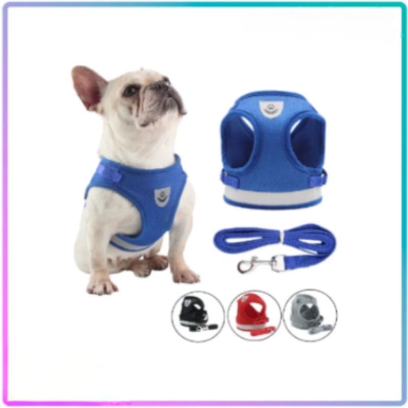 Coleira peitoral para cachorro com guia de passeio colete reflexivo regulável