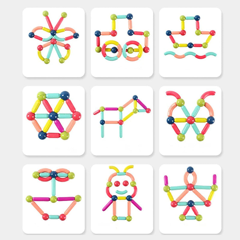 Magnética Blocos De Construção Magnético 68PCS Conjunto De ímã Bola Varas Haste Montessori Brinquedos Educativos Para Crianças
