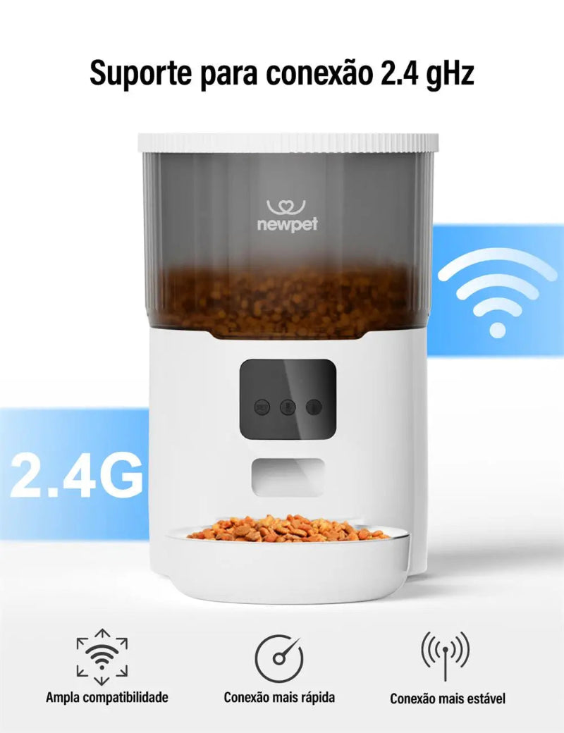 Alimentador de temporização para gatos 4L, aplicativo inteligente, alimentador de cães e gatos, aço inoxidável, alimentação remota, dispensador automático, para animais de estimação