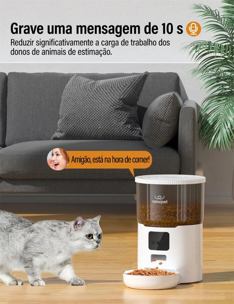 Alimentador de temporização para gatos 4L, aplicativo inteligente, alimentador de cães e gatos, aço inoxidável, alimentação remota, dispensador automático, para animais de estimação