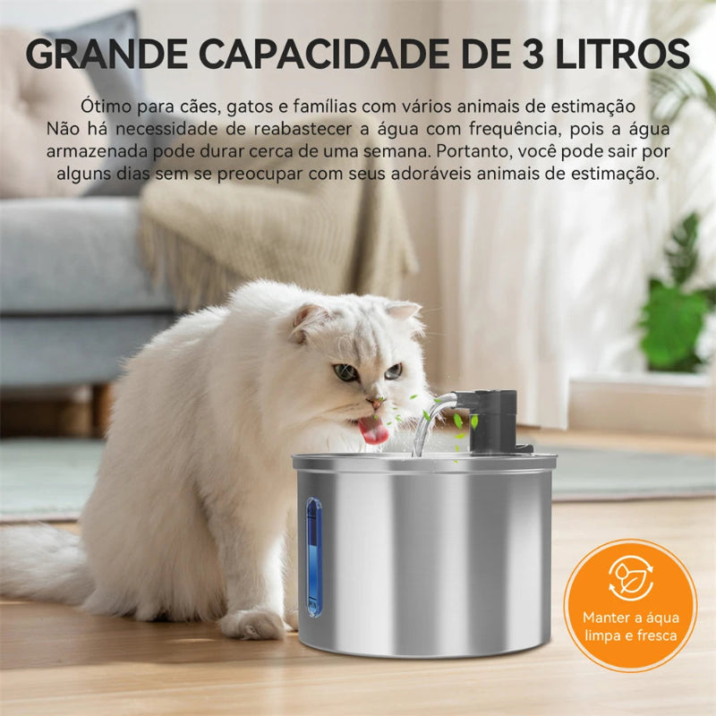 Newpet 3L Aço inoxidável bebedouro automático para gatos e cães bebedouro pet dispensador de água acessório