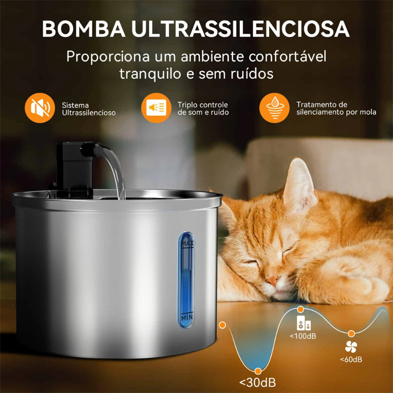 Newpet 3L Aço inoxidável bebedouro automático para gatos e cães bebedouro pet dispensador de água acessório