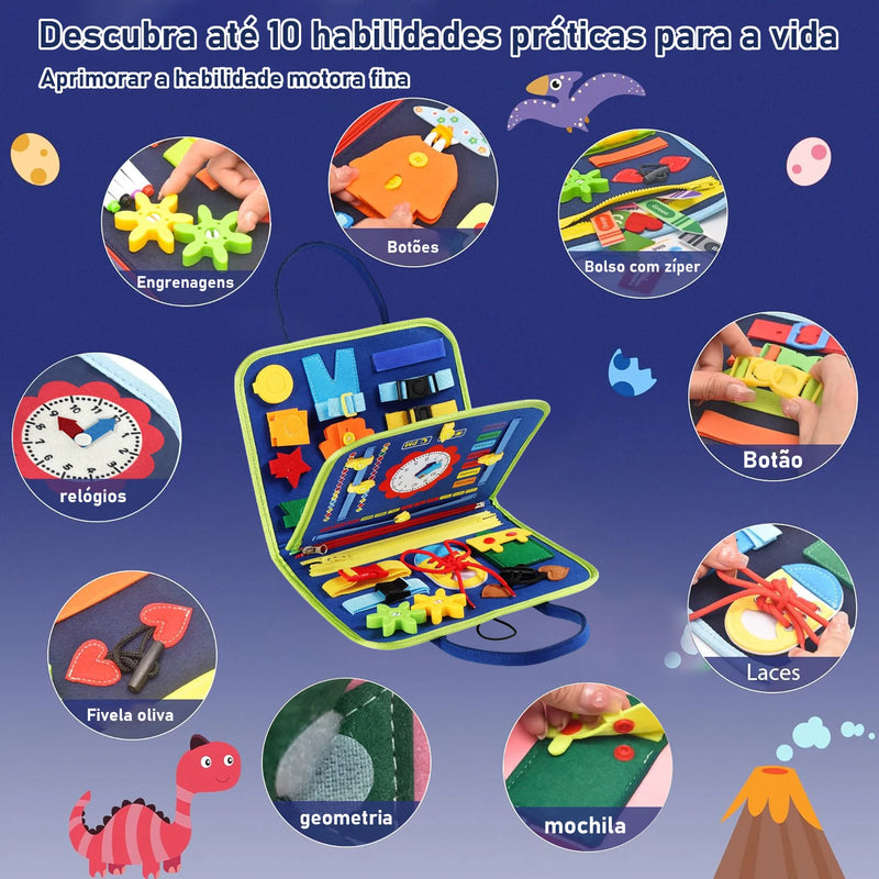 Toddler Busy Board Montessori atividades de aprendizagem pré-escolar com habilidades