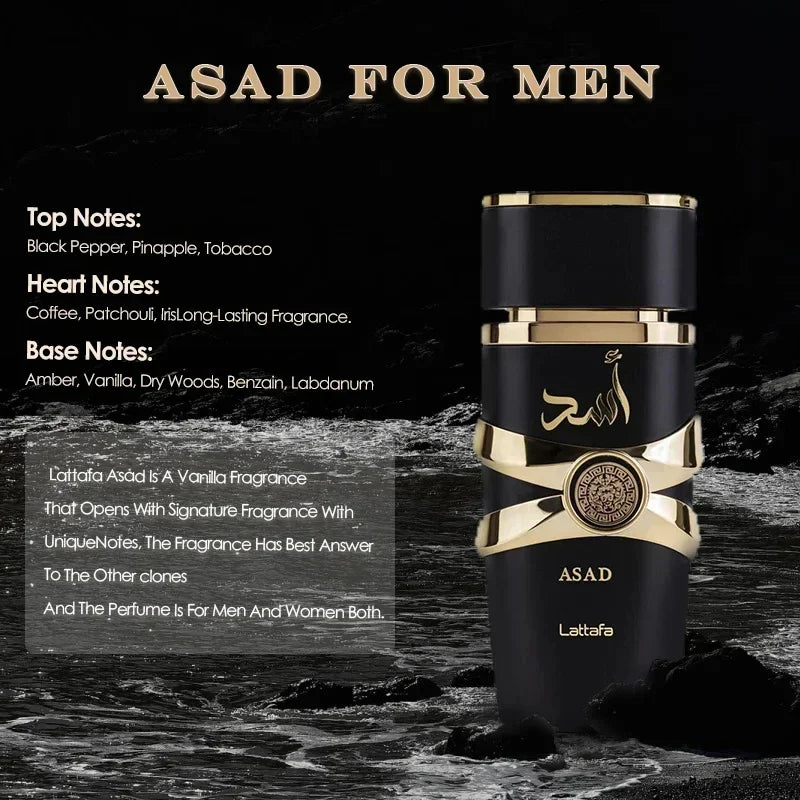 100ml Original masculino eau de toilette spray longa duração fragrância asad alta qualidade unisex perfume arabe feromônio&nbsp;